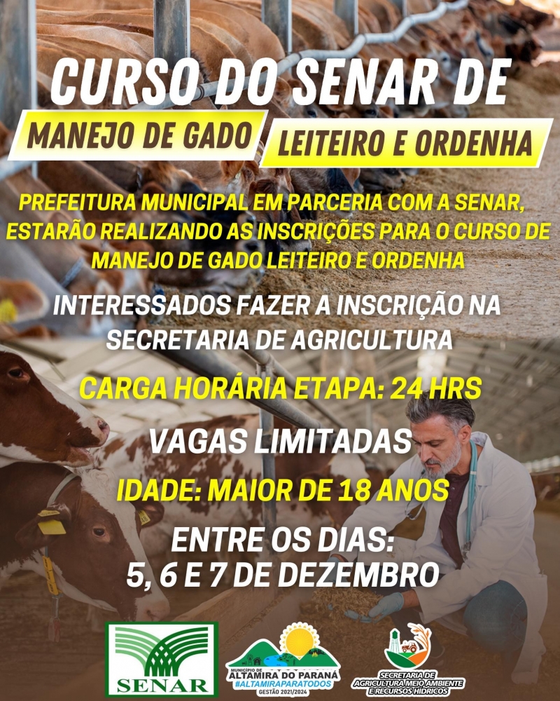 A Prefeitura de Altamira do Paraná, através da Secretaria Municipal de Agricultura, Meio Ambiente e Recursos Hídricos, e