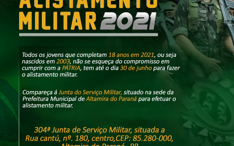 Prazo para o alistamento militar é até o dia 30 de junho