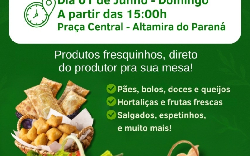 SEXTA-FEIRA  TEM FEIRA DO PRODUTOR EM ALTAMIRA DO PARANÁ