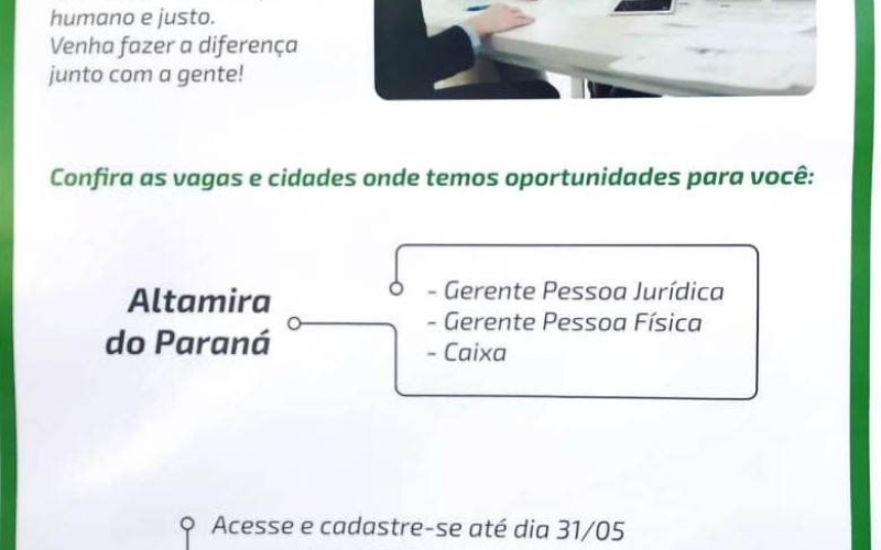 Sicredi abre vagas em Altamira do Paraná