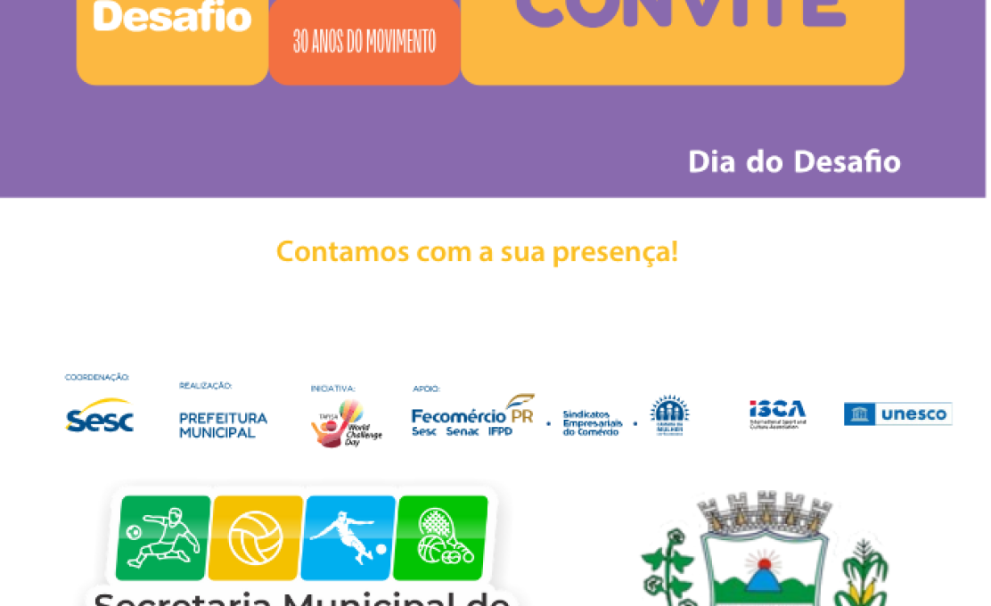 Vem ai o Dia do Desafio, dia 28 de maio participem com a gente